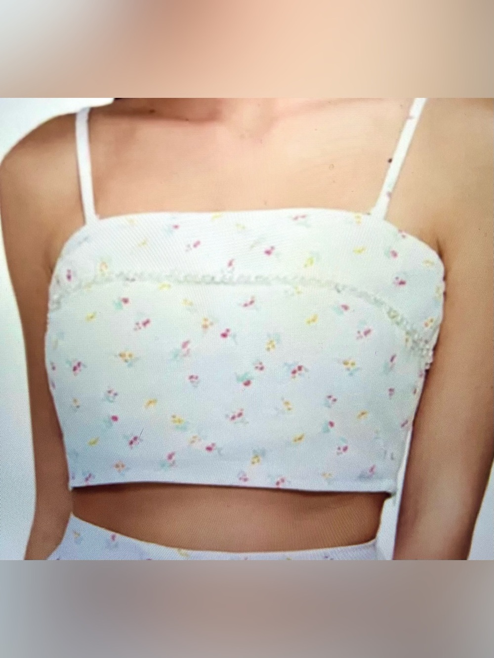 Wildfox Crop Top Linen Blend Floral Beaded Size XL NWT